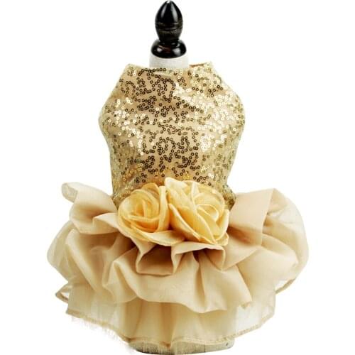 Fashion Fake Flower Decor Pet Wedding Dress Lovely Pet Dress Dog Dress Dog Costume Clothing Accessories For Wedding Party