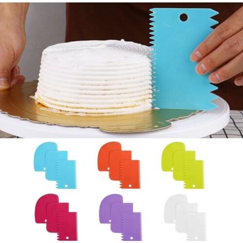 Dough Scraper Set Plastic Offset Spatula Cake Scraper Tools Cream Smoother Cutters Kitchen Pastry Knife Cake Decorating Supplies