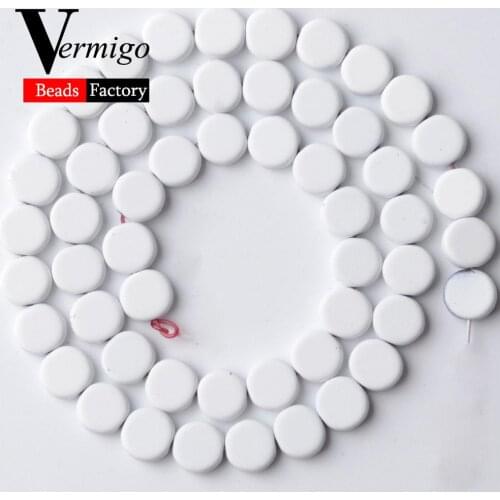 Natural Stone White Nanotech Rubber Hematite Round Pie Beads For Jewelry Making 8mm Spacer Beads Diy Bracelets Accessories 15"