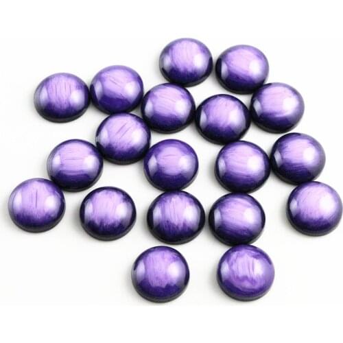 New Fashion 40pcs 12mm Purple Colors Stylish Brushed Style Flat back Resin Cabochons Cameo-V5-10