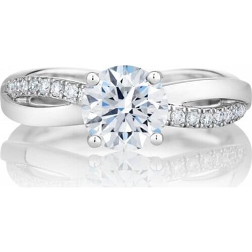 Glitter 1Ct 6.5mm D Moissanite Engagement Ring White Gold Solid Platinum 950 Wedding Ring Marriage Jewelry