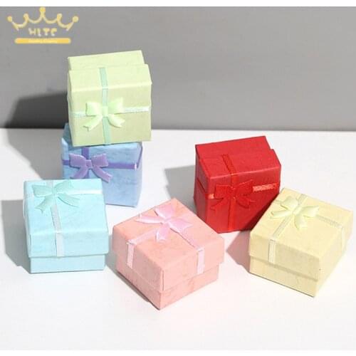 Free Shipping Wholesale Fashion Jewelry Box 4*4*3cm Multi colors Rings Boxes Earrings/Pendant Box Packaging Gift Box 48pcs/lot