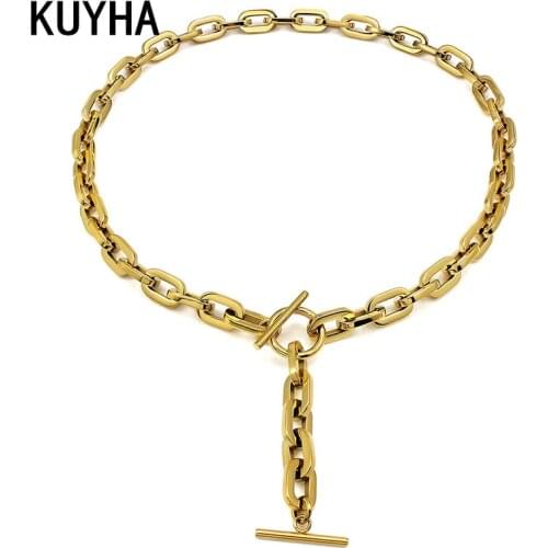 Punk Chain Link Necklace For Women Men Thin Femme Unisex Couple Collar Necklaces Party Jewelry Present