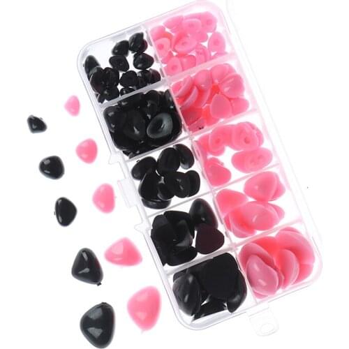 150pcs Bear Dolls Eyes Amigurumi Making Accessories Round Flat Black Eyes Triangle Nose Plastic Eyes for Dolls Making Toys