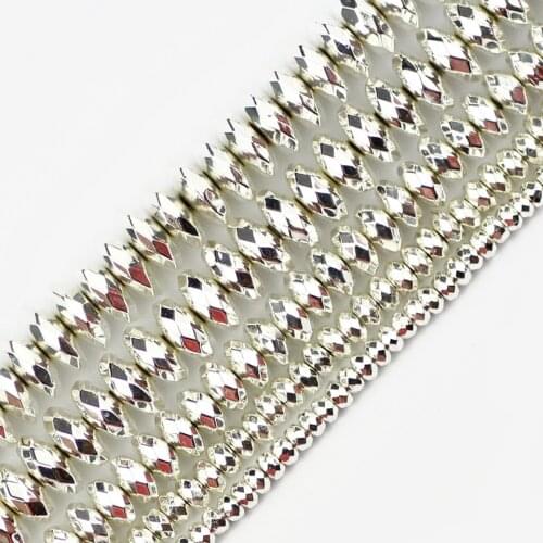 JHNBY Flat Faceted Round Silvers Hematite Spacer beads 3~10mm Natural Stone Loose bead for Jewelry bracelets&necklace Making DIY