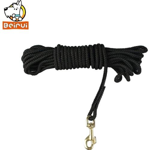 Durable Nylon Pet Dog Tracking Leash Black Long Dogs Walking Training Leads Round Rope 3M 5M 10M 20M for Medium Large Dogs