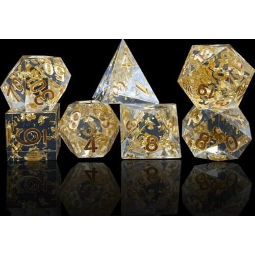 Transparent Goldfoil Multiface D4 D6 D8 D10 D12 D20 Digital Dice Polyhedral Dice RPG DND COC Dice Set Board Table Games Gift