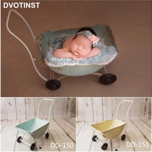 Dvotinst Newborn Baby Photography Props Iron Trolley Cart Mini Barrow Fotografia Accessories Infant Studio Shooting Photo Props