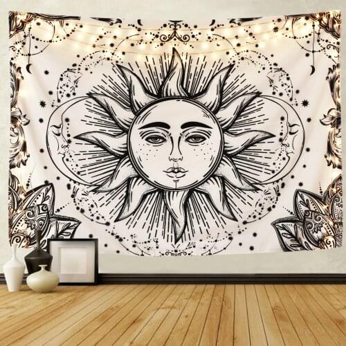 Hand Painted Sun Tapestry Wall Hanging Hippie Funny Blanket Living Room ArtDecor