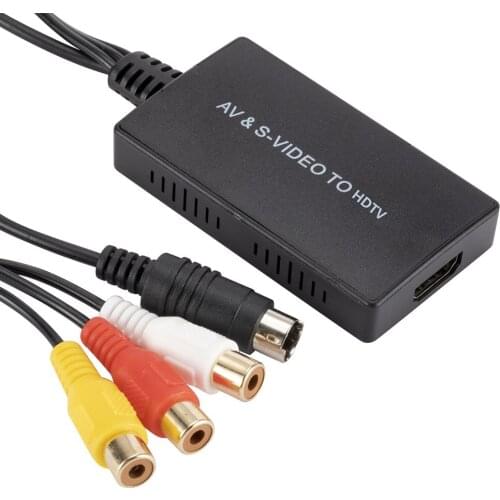 Svideo to HDMI-compatible Converter Support 1080P/720P S-Video and 3RCA CVBS Composite to Audio Video Converter For PC Laptop PS