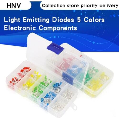 Light Emitting Diodes 5 Colors Electronic Components 3mm / 5mm Assorted Color DIY LED Light Emitting Diodes Set Box