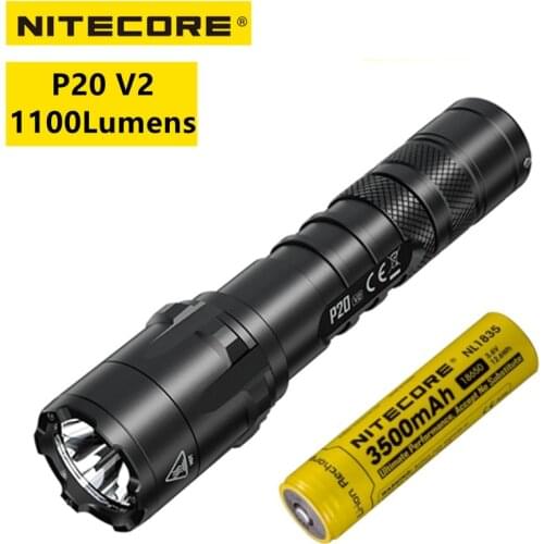 NITECORE P20V2 Tactical Flashlight 1100 lumens Utilizes a CREE XP-L2 V6 LED 3 User Modes Hard Light Camping Troch Light