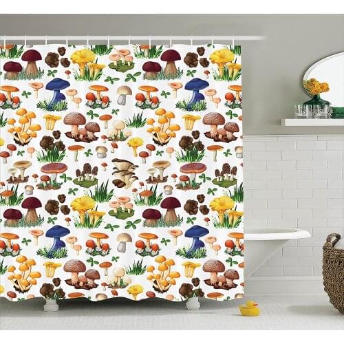 Antlers Shower Curtain Illustration of a Deer Skull with Antlers and Feathers Boho Tribal Bath Curtain With Hooks For Bathroom