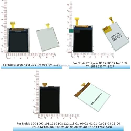 LCD Display Screen Replacement For Nokia 1000 1010 108 112 C1-01 106 107 108 X1 C2-00 1050 RM-908 1134 2017year N105 TA-1034 LCD