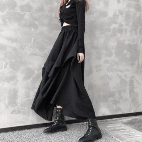 Small Design Personality Dark Department womens Spring and summer 2021 elastic waist irregular skirt women