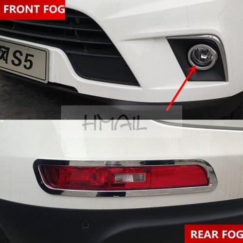 2PCS fog lamp trim FOR 2013 14 JAC REFINE S5 FRONT REAR ABS chrome fog light car-styling plastic plating protect cover stickers