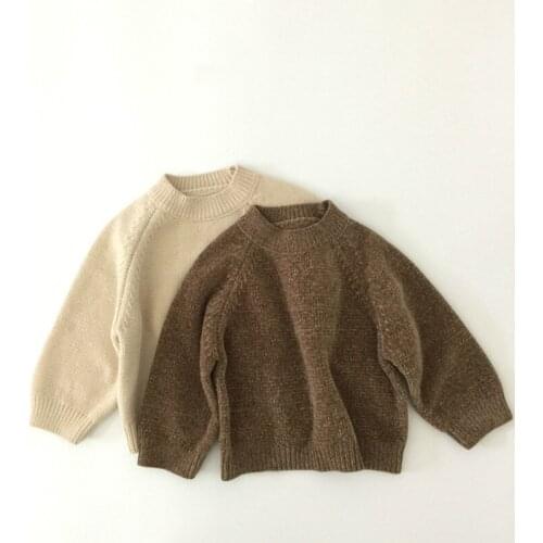 2021 Winter Baby Boys and Girls Solid Knitting Sweater Children Bottoming Pullover Top Fashion Kids Warm Clothing, #1174