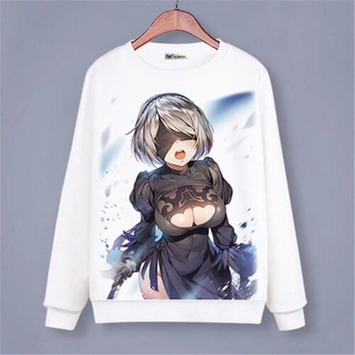 3D Print Game NieR Automata YoRHa No. 2 Round neck Sweatshirts Thin Cool Pullover Coat Jacket Cosplay 2018 Halloween Costume