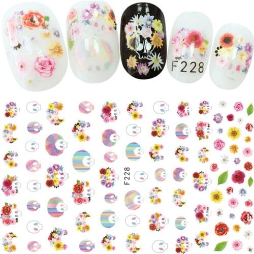 5sheets flower design ADhesive nail decals Nails Art decorations Stickers acrylic nail accessories beauty manicure tools F226230
