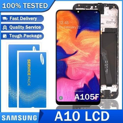 6.2'' Original LCD for SAMSUNG Galaxy A10 A105 A105F SM-A105F AMOLED Display with Frame Touch Screen Digitizer Repair Parts