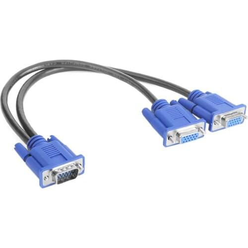 VGA Splitter Cable 1 Computer to Dual 2 Monitor Adapter Y Splitter Male to Female VGA Wire Cord for PC Laptop VGA Splitter Cable