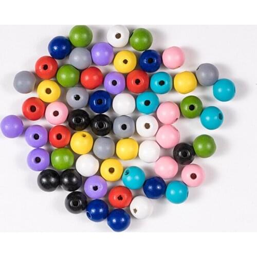 20pcs Natural Wood Beads 16mm Mixed Color Wooden Round Ball Spacer Loose Beads For Jewelry Making DIY Bracelet Necklace