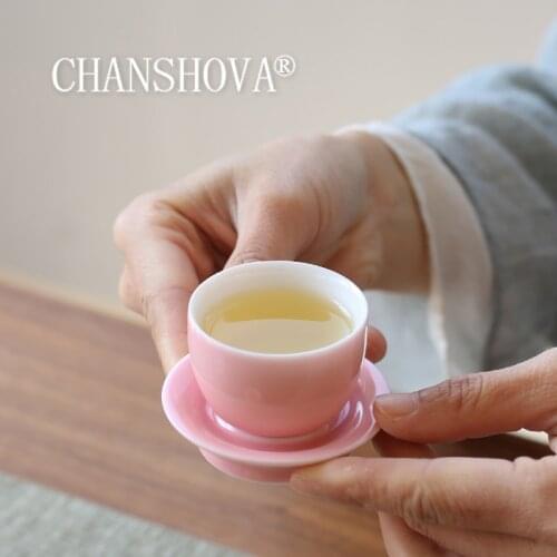 CHANSHOVA 30ml Chinese style Pink Lovely Ceramic small coffee cup teacup saucer set China porcelain H462