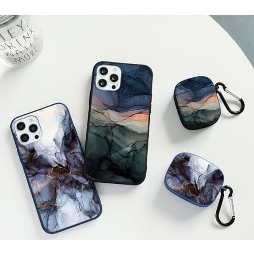 For iphone 12 Mini 11 Pro Max X 7 Marble Case New Frosted TPU Earphone Case For Air Pods 3 (AirPods 1st and 2nd generation, pro)