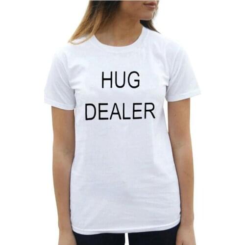 Black White Large Size Tops Good HUG DEALER Letter Print Camiseta Feminina Summer Short Sleeve O-Neck T Shirt Women