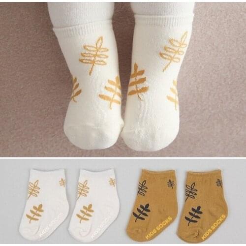 Baby socks winter Korean leaf print socks anti slip boy girl infant toddler kids socks cotton children meias girl boy sock 0-4y