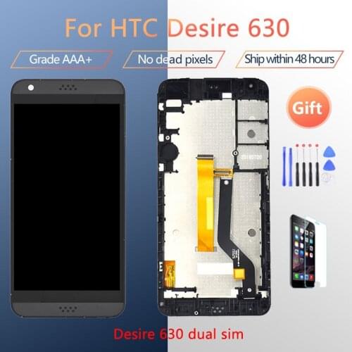 For HTC Desire 630 LCD screen assembly with front case touch glass,5.0 inches LCD Display original Black White