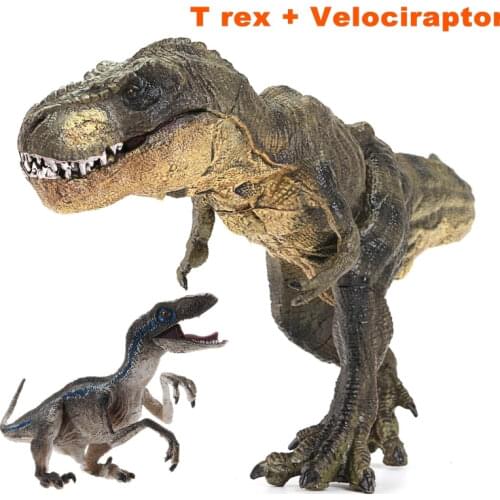 Jurassic Tyrannosaurus Rex + Blue Velociraptor Dinosaur Action & Toy Figures Animal Collection Learning & Educational Kids toy