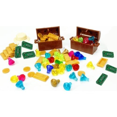 City Friends Blocks Accessories Children Toys Diamond Small Particles Coin Money Bullion Friend City Treasure Box Bricks MOC