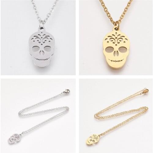 Gothic Punk Skull Skeleton Pendant Necklace Vintage Chain For Men Women Party Choker Halloween Jewelry Gift Collar de calavera