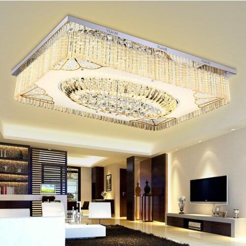 Living room headlight crystal lamp rectangular atmosphere home luxury restaurant LED ceiling hall lamp modern minimalist led