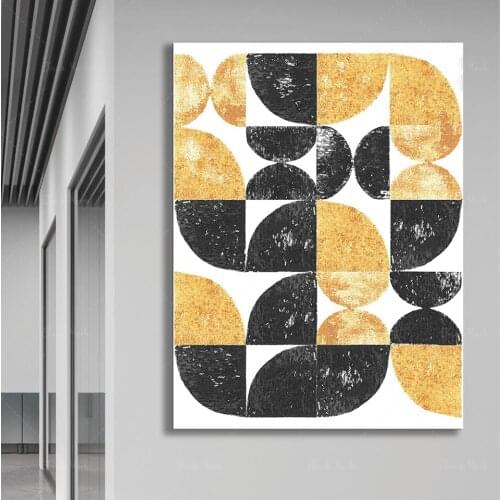 Canvas Painting Bauhaus Gold And Black Handmade Forms Digital Print HD Poster Wall Art Home Decor Ideal Gift