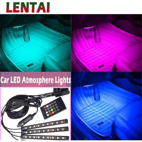 LENTAI For Peugeot 206 307 407 308 207 3008 2017 Citroen c4 c5 c3 Abarth 1Set Car LED Atmosphere Lights 12V RGB LED Lamp Strip