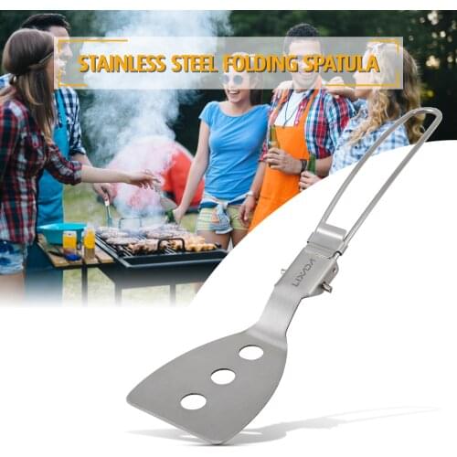 Lixada Stainless Steel Folding Spatula Food Turner Outdoor Camping Cooking Accessories Foldable Scoop