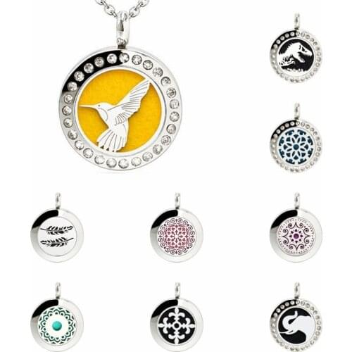 Essential Oil 20mm Magnet Locket Stainless Steel Pendant Diffuser Perfume Aroma 60CM Necklace Chain Free 10pads Women Kids Gift