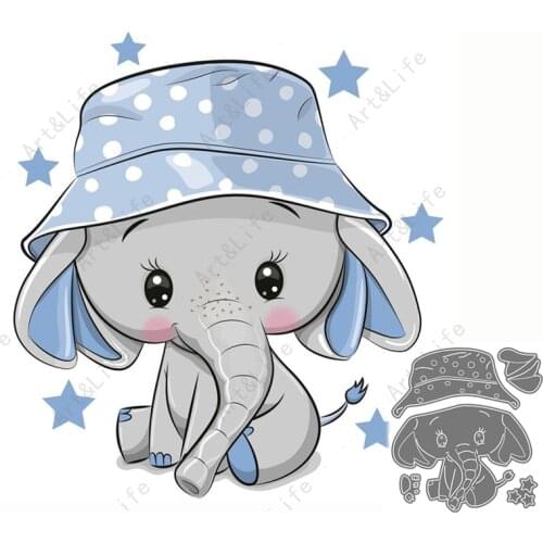 Cute Elephant Baby Metal Cutting Dies Hot New Popular Stencils for Making Scrapbooking Album Birthday Card Embossing Cut Die