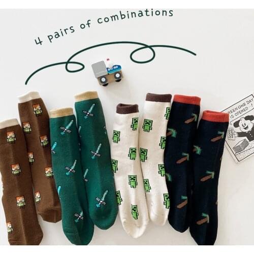 MILANCEL 2021 Autumn New Kids Clothes Boys Socks Girls Mid Length Sock Cotton Children Socks 4 Pairs a Lot