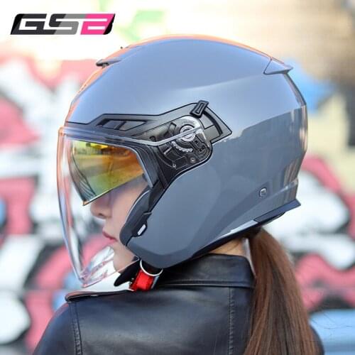 GSB Motorcycle Helmet Capacete De Moto Half Helmet Double Lens Casque Motorcycle Running Helmet General Half Helmet Four Seasons