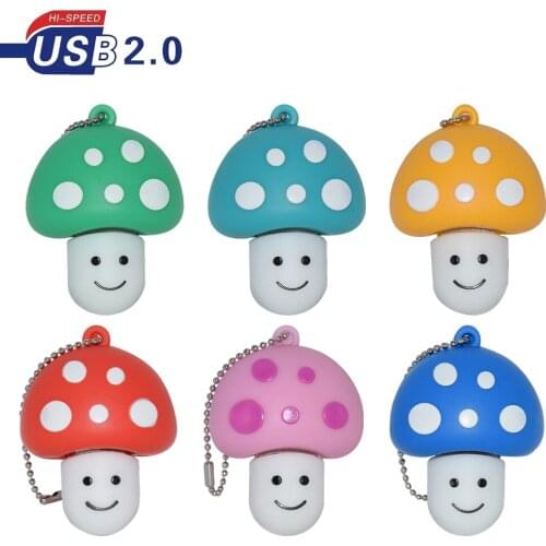 Cartoon cute Small mushroom USB Flash Drive 4GB 8GB 16GB 32GB 64GB 128GB USB 2.0 USB Flash Pen Drive USB Memory USB Stick
