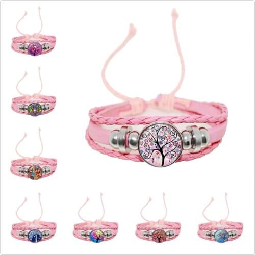 New Colorful Life of Tree Beauty Glass Dome Bracelet for Girls Friendship Bracelet Jewelry Multi-layer Charm Bangle Fashion Gift
