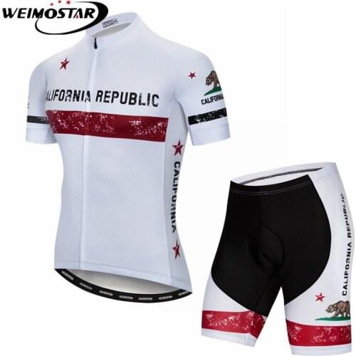 California Republic Team Cycling Clothing Mens Breathable MTB Cycling Jersey Set Ridling Bicycle Sportwear Quick Dry Bike Kit