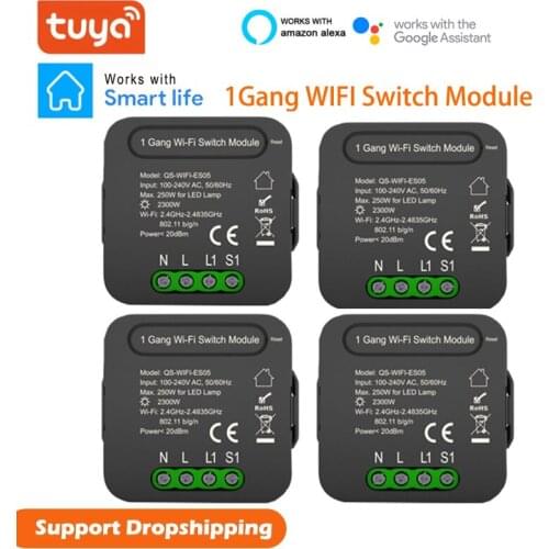 Tuya Wifi DIY Switch Zero Fire 100-240VAC Dual Control Smart Home Automation Module Works With Alexa Google Home Smart Life App