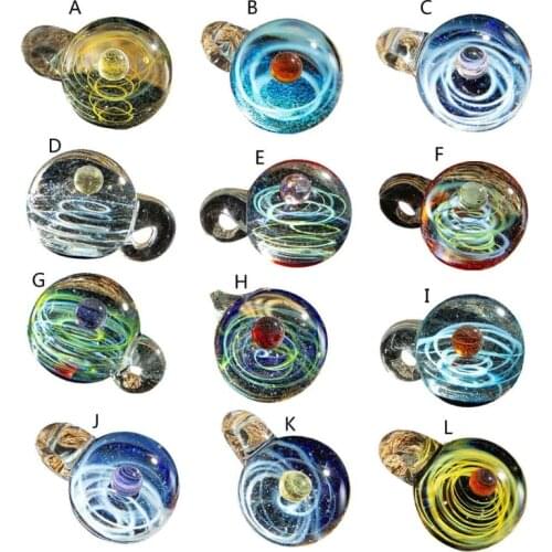 Handmade Clear Glass Galaxy-Ball Pendant Necklace Universe Nebula Space Cosmos Glass Ball Pendant Unique Special Jewelry