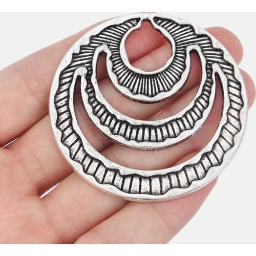 4PCS Large Tone Open Round 3 Rings Charms Pendants DIY Findings Jewelry Accessories 59x59mm