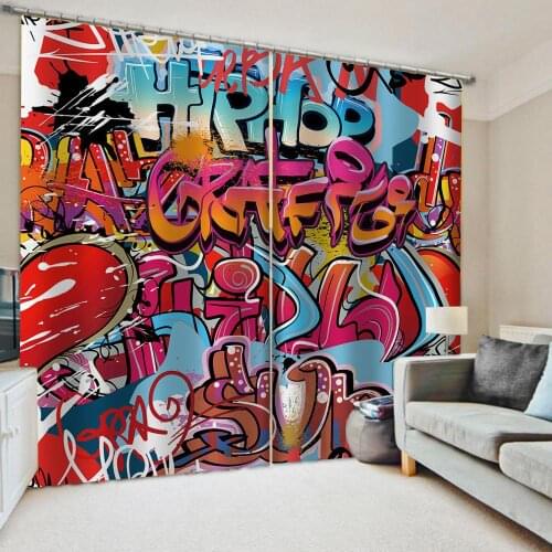Custom Graffiti curtains 3D Window Curtains For Living Room Bedroom Customized size personality curtains