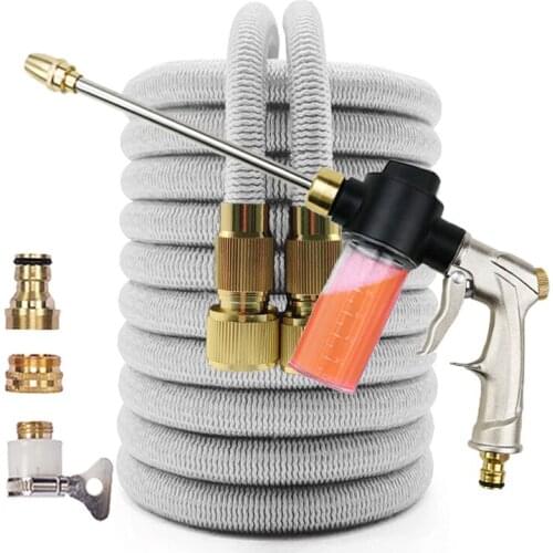 High Quality Expandable Garden Hose High Pressure Car Wash Magic Flexible Water Hose Plastic Pipe With Foam Kettle Spray Gun